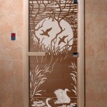 Дверь для саун "Лебединое озеро" бронза